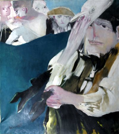 BRINDISI REMO (Roma 1918 - Lido di Spina 1996) "Famiglia pastorale" 1953 olio...