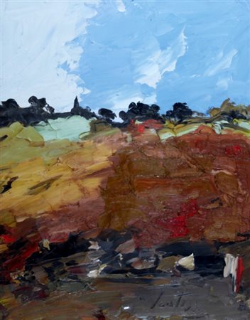 SCATIZZI SERGIO (Gragnano 1918 - Firenze 2009) "Paesaggio" olio su tavola...