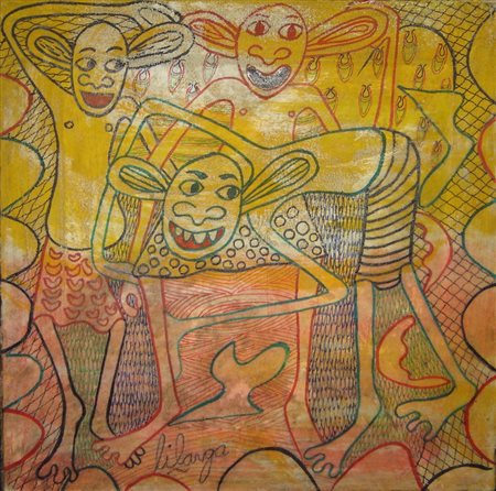 LILANGA GEORGE (Tanzania 1940 - Tanzania 2005) "Senza titolo" 1998 inchiostri...