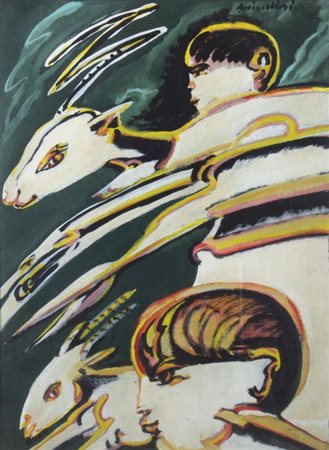 BRINDISI REMO (Roma 1918 - Lido di Spina 1996) "Pastorale" anni '80 olio su...