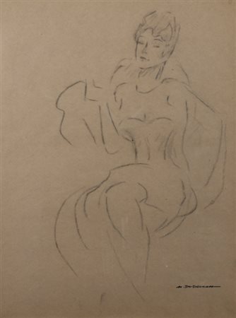 DUDOVICH MARCELLO (Trieste 1878 - Milano 1962) "Donna seduta con abito da...