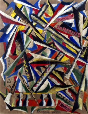 CARTESIO DECIO "Senza titolo" olio e tecnica mista su carta povera con...