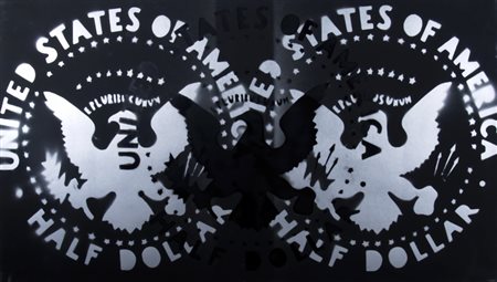 ANGELI FRANCO (Roma 1935 - Roma 1988) "Half dollar" smalto su tela Firma al...