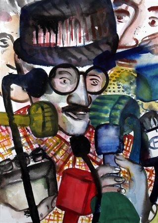 CINGOLANI MARCO (Como 1961) "Intervista a James Joyce" 1992 tecnica mista su...