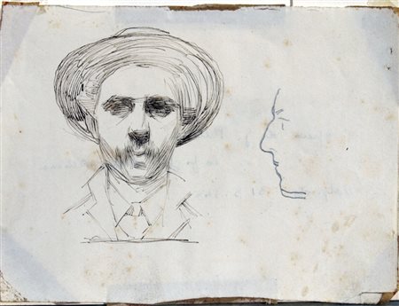 VOLPEDO PELLIZZA "Ritratto e profilo" china su carta Al verso autentica della...