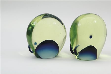 CENEDESE Una coppia di reggilibri, anni "60. Vetro sommerso. Altezza cm 13.