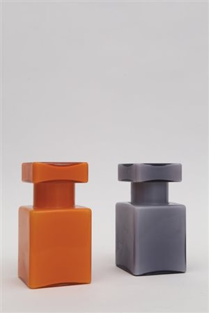 LUCIANO VISTOSIDue vasi con coperchio per VETRERIE VISTOSI, 1960. Vetro...