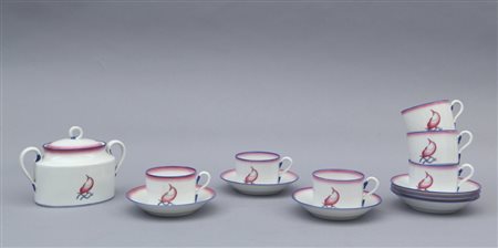 RICHARD-GINORI, Pittoria di Doccia, sei tazzine e una zuccheriera di un...