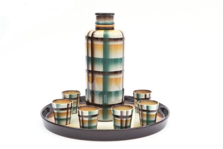 ANGELO SIMONETTOUn servizio da liquore, CERAMICHE GALVANI, anni "30. Ceramica...
