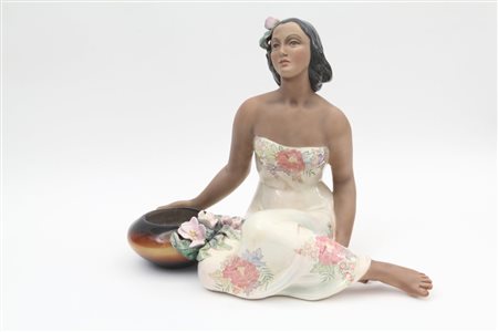 LE BERTETTI "Noa Noa", statuina in ceramica, anni "40. Marcata "Le Bertetti...