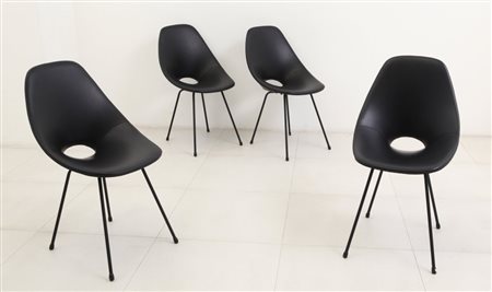 VITTORIO NOBILI Quattro sedie "Medea" per FRATELLI TAGLIABUE, 1955. Tondino...