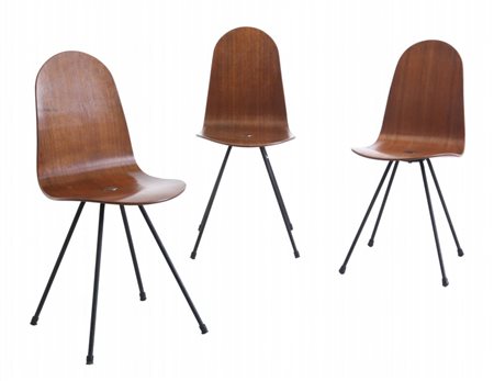 FRANCO CAMPO, CARLO GRAFFI Tre sedie, produzione HOME, 1958. Ferro...