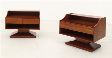 SILVIO COPPOLADue comodini per TARLISIO, anni "60. Legno impiallacciato in...