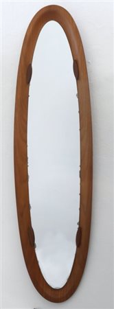 UNO SPECCHIO DA PARETE, anni "60. Compensato di teak pressato , cristallo...