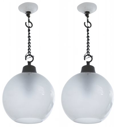 LUIGI CACCIA DOMINIONIDue lampade a sospensione "LS10" ("Boccia") per...