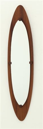 UNO SPECCHIO DA PARETE, anni "60compensato curvato di teak, cristallo...