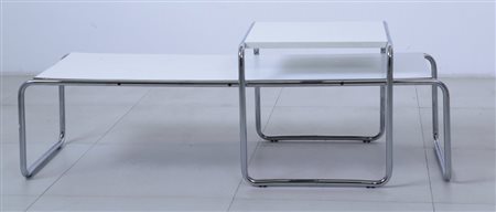 MARCEL BREUER Due tavolini "Laccio", disegno 1925, produzione GAVINA, 1962....