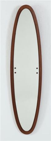 UNO SPECCHIO DA PARETE, anni "60. Compensato curvato di teak, cristallo...