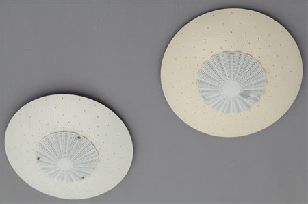 O-LUCE (Editore)Due lampade da parete o da plafone, anni "60.Alluminio...