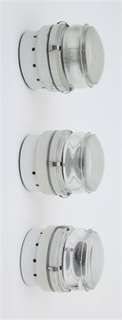 JOE COLOMBO Tre lampade a parete o a plafone "Fresnel 1148" per O-LUCE, 1966....