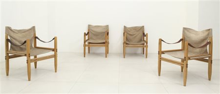 FRANCO LEGLERQuattro poltroncine "Oasis" per ZANOTTA, 1968. Legno di faggio,...