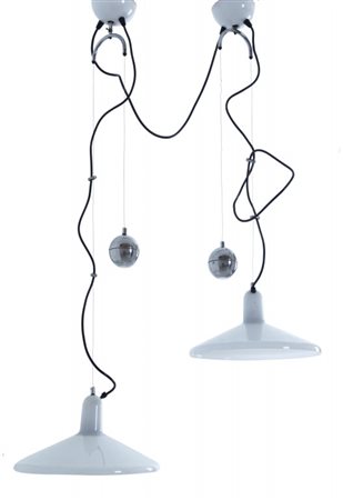 HARVEY & GUZZINI (Editore)Due lampade a sospensione a saliscendi componibili,...