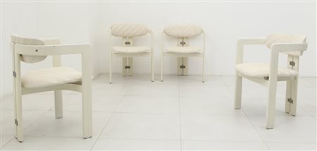 AUGUSTO SAVINI Quattro poltroncine "Pamplona" per GIUSEPPE POZZI,...