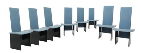 KAZUHIDE TAKAHAMA Otto sedie "Rennie" per SIMON GAVINA, 1971. Basamenti in...