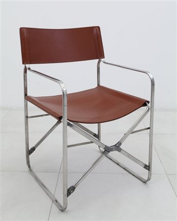 GAE AULENTI Una poltroncina "April" (Mod. 212) per ZANOTTA, 1972. Acciaio...