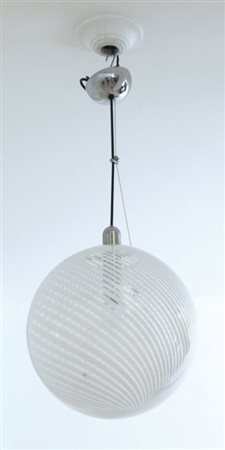 TRONCONI (Editore)Una lampada a sospensione "Boccia", 1978. Vetro a filigrana...