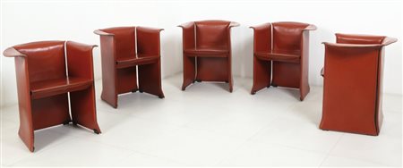 ISAO HOSOECinque poltroncine "Artù" per CASSINA, 1991. Struttura di acciaio,...