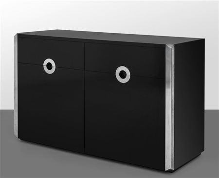 WILLY RIZZO Una credenza, anni '70. Legno rivestito in laminato, acciaio...