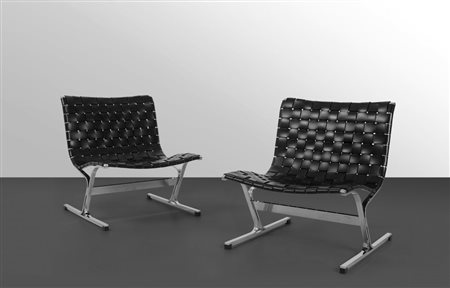 ROSS LITTEL Due poltrone "PLR 1" per ICF DE PADOVA, 1967. Acciaio cromato,...