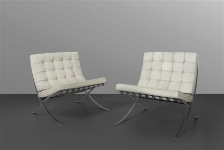 LUDVIG MIES VAN DER ROHE Due poltrone "Barcelona" per KNOLL INTERNATIONAL,...