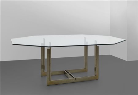 CARLO SCARPA Un tavolo "Sarpi", versione ottagonale, per SIMON, 1976. Acciaio...