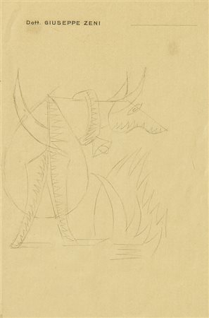 Fortunato DEPERO (Fondo 1892-Rovereto 1960) Mucca, 1926, grafite su carta,...