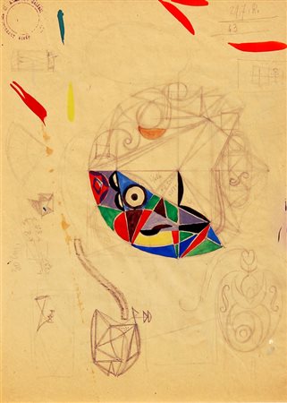 Atanasio SOLDATI (Parma 1896-Parma 1953) Senza titolo, tecnica mista su...