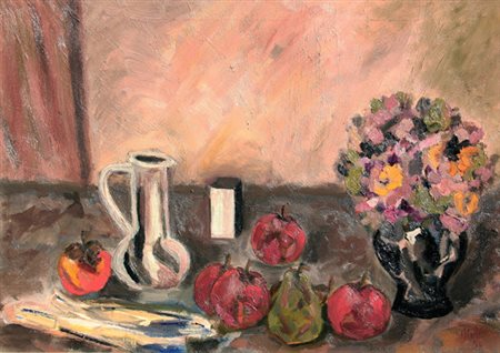 Roberto MELLI (Ferrara, 1885-Roma, 1958) Natura morta, 1950, olio su tela,...