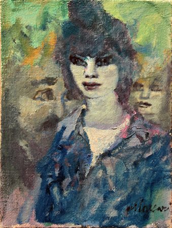 Mino MACCARI (Siena 1898-Roma 1989) Ritratto di donna, anni 80, olio su tela,...
