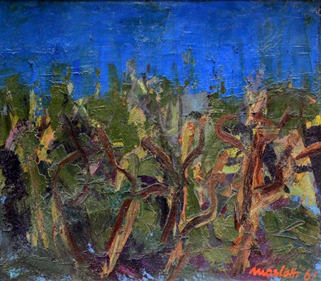 Ennio MORLOTTI (Lecco 1910-Milano 1992) Ulivi a Bordighera, 1961, olio su...