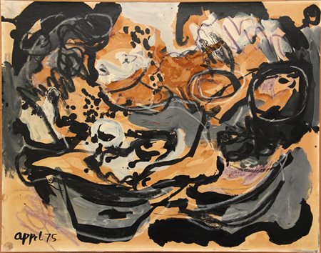 Karel APPEL (Amsterdam 1921-Zurigo 2006) Composition, 1975, olio, pastelli a...