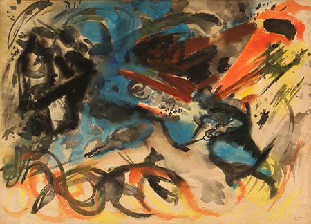 Edouard PIGNON (Bully, 1905-Parigi, 1993) Batteuse dans la colline, 1962,...