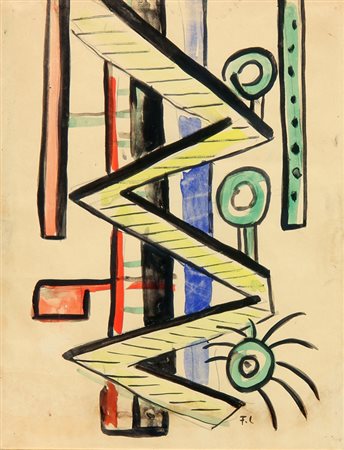 Fernand LEGER (Argentan, 1881-Gif-sur-Yvette, 1955) Fresque jeune zig-zag,...