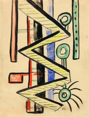 Fernand LEGER (Argentan, 1881-Gif-sur-Yvette, 1955) Fresque jeune zig-zag,...