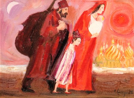 Trento LONGARETTI (Treviglio 1916-) Viandanti della vecchia Russia, anni 90,...