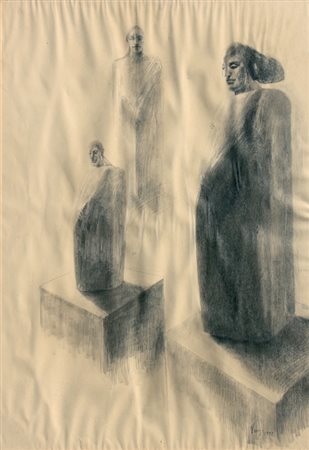 Giuliano VANGI (Barberino del Mugello 1931-) Figure, 1990, grafite su carta,...