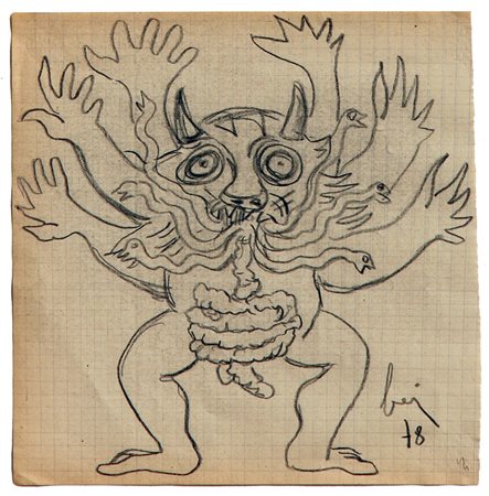 Enrico BAJ (Milano 1924-Vergiate 2003) Senza titolo, 1978, grafite su carta,...