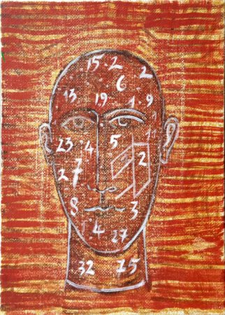 Mimmo PALADINO (Paduli 1948-) Testa 2, 2008, olio su tela, cm. 40 x 30,...