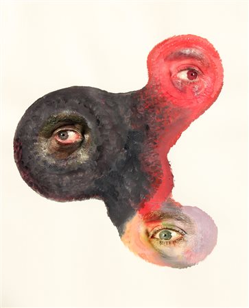 Tony OURSLER (New York, 1957-) Ooks, 2004, collage e acrilico su cartoncino,...