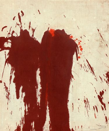 Hermann NITSCH (Vienna 1938-) Senza titolo, 1983, pittura su tela di lino,...